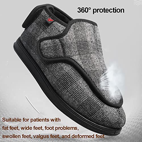 Zapatos para DiabéTicos Mujer Zapatos de Caminata Ancianos Ajustables con Velcro Invierno Calzado Personas Mayores para Pies Hinchados Zapatillas de Fasciitis Plantar(Size:39,Color:Gris oscuro)