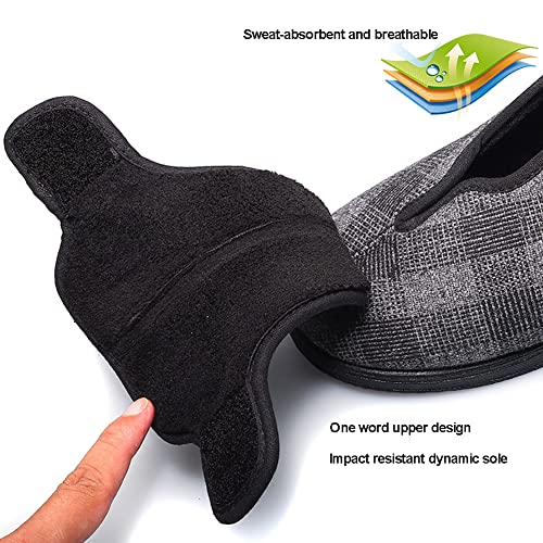 Zapatos para DiabéTicos Mujer Zapatos de Caminata Ancianos Ajustables con Velcro Invierno Calzado Personas Mayores para Pies Hinchados Zapatillas de Fasciitis Plantar(Size:39,Color:Gris oscuro)