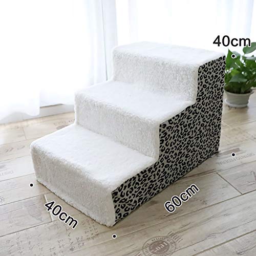 ZCJB Escaleras y escalones para Perros Escaleras para Mascotas Portátil para Perros Y Gatos - Soft Sherpa Esponja Pasos para Mascotas Rampa De Sofá Cama, Extraíble Y Lavable, Blanco