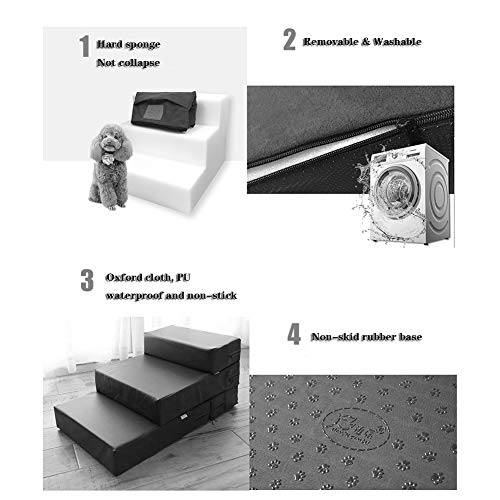 ZCJB Escaleras y escalones para Perros Escaleras para Mascotas Portátil para Perros Y Gatos - Soft Sherpa Esponja Pasos para Mascotas Rampa De Sofá Cama, Extraíble Y Lavable, Blanco