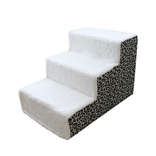 ZCJB Escaleras y escalones para Perros Escaleras para Mascotas Portátil para Perros Y Gatos - Soft Sherpa Esponja Pasos para Mascotas Rampa De Sofá Cama, Extraíble Y Lavable, Blanco