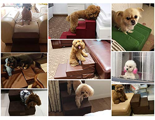 ZCJB Escaleras y escalones para Perros Escaleras para Mascotas Portátil para Perros Y Gatos - Soft Sherpa Esponja Pasos para Mascotas Rampa De Sofá Cama, Extraíble Y Lavable, Blanco