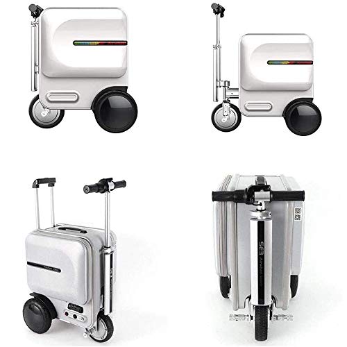 Zdcdy Bolsa De Maleta De Montar, Equipaje de Viaje Inteligente para Montar, Coche para Scooter de Equipaje Eléctrico, con Batería Externa Extraíble, 26L Capacidad, Load 90kg,Silver-B