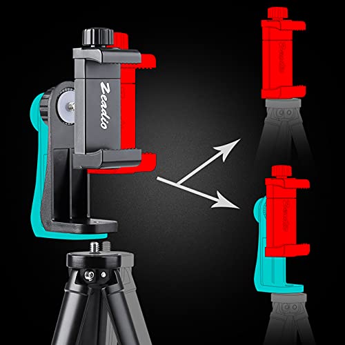 Zeadio Soporte de montaje en trípode para teléfono inteligente, Adaptador de trípode para teléfono móvil con obturador remoto inalámbrico, se adapta a todos los teléfonos inteligentes iPhone y Android