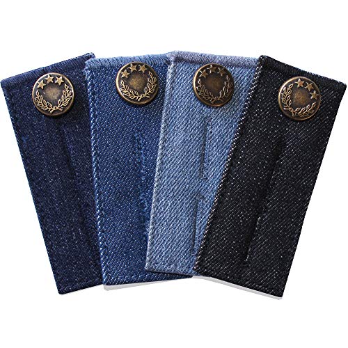 ZEFFFKA Botón Extensor de Cintura de Denim para Jeans y Faldas Cómodos Botones de Metal 4 piezas Colores Surtidos