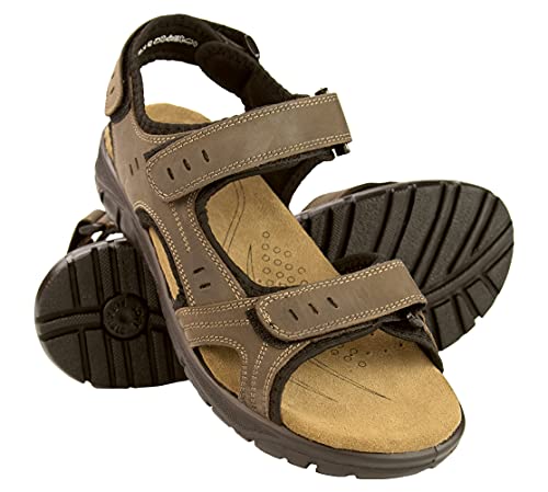 Zerimar Calzado Verano Hombre Trekking | Sandalias Verano Hombre Piel | Sandalias Deportivas | Sandalias de Senderismo Hombre Cuero | Color: Marron Talla 45