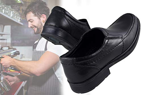 Zerimar Zapatos Hombres | Zapatos de Piel| Zapatos Vestir |Zapatos hostelería| Zapatos Confortables| Zapatos de camareros Color Negro Talla 45