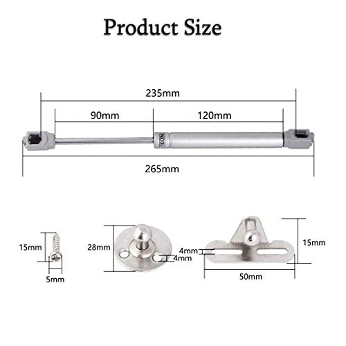 ZFYQ Pistones a Gas, 4pcs Hidráulico Muebles Cocina Amortiguador Puertas Elevables 100N/10kg 270mm Bisagras Resortes Armario con Tornillos