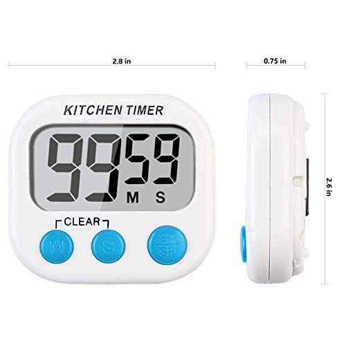 ZFYQ Temporizador de Cocina, Digital magnético Temporizadores con Alarma Fuerte y Pantalla LCD Grande, 2 Piezas