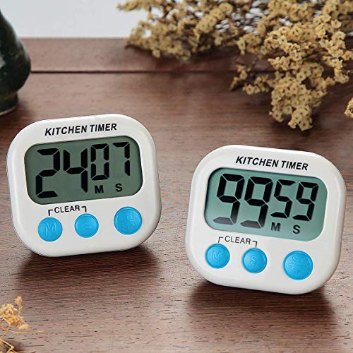 ZFYQ Temporizador de Cocina, Digital magnético Temporizadores con Alarma Fuerte y Pantalla LCD Grande, 2 Piezas