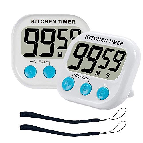 ZFYQ Temporizador de Cocina, Digital magnético Temporizadores con Alarma Fuerte y Pantalla LCD Grande, 2 Piezas