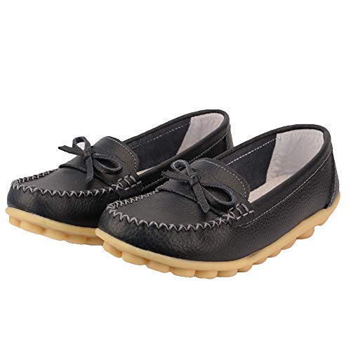 zhenghewyh Mujer Mocasines de Cuero Casual Borla Mocasines Zapatos de Conducción Planos Zapatillas de Barco Zapatos de Verano para Damas