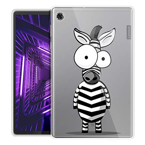 ZhuoFan Funda para Lenovo Tab M10, Case Carcasa Silicona Gel TPU Transparente con Dibujos Antigolpes Smart Cover Piel de Protector Ligera Tableta para Tab M10 TB-X605F TB-X505F 10,1", Cebra