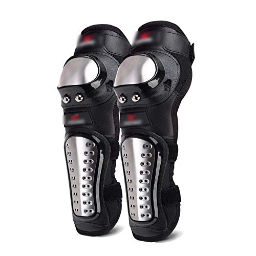 Zidao Acero Inoxidable Brazo, Bicicleta De La Motocicleta Deportes Extremos Esquí Protectores Conjuntos De Rodilla El Codo La Rodilla Protectores Largo De Espinilla,Negro