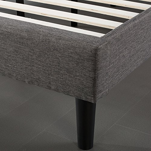 Zinus Cama de plataforma con tapizado cuadrado Lottie, Camas de Plataforma, Sin necesidad de usar un somier, Sólido soporte de listones de madera, Fácil montaje, 150 x 200 cm