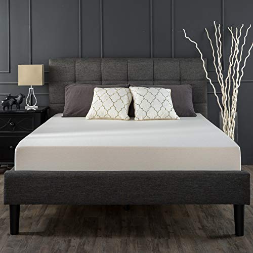 Zinus Cama de plataforma con tapizado cuadrado Lottie, Camas de Plataforma, Sin necesidad de usar un somier, Sólido soporte de listones de madera, Fácil montaje, 150 x 200 cm