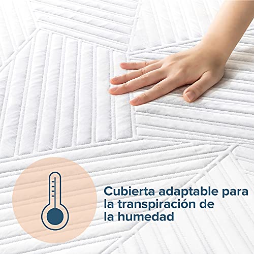 Zinus Colchón Híbrido Adaptive de Muelles Interiores Ensacados Con Enfriamento de Cobre, 150x190 cm, Altura 25 cm, Funda Transpirable, Espuma Refrescante, Aislar el Movimiento, Certificación OEKO-TEX