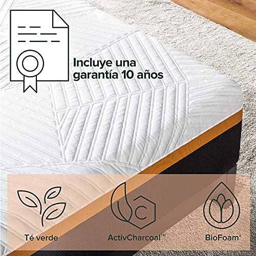 Zinus Colchón Híbrido Adaptive de Muelles Interiores Ensacados Con Enfriamento de Cobre, 150x190 cm, Altura 25 cm, Funda Transpirable, Espuma Refrescante, Aislar el Movimiento, Certificación OEKO-TEX