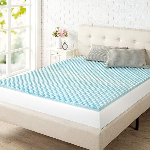 Zinus Swirl Gel Sobrecolchón de Espuma Viscolástica y Refrigeración, Diseño Refrescante y Con Circulación de Aire, Alivio de Presión, 150 x 190 cm, Certificado OEKO-TEX, para Colchón, Cama y Sofá