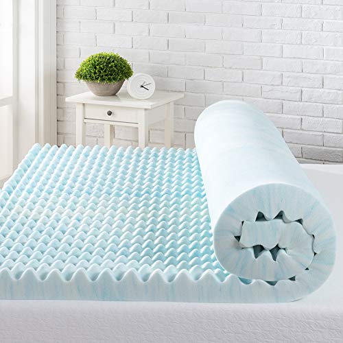 Zinus Swirl Gel Sobrecolchón de Espuma Viscolástica y Refrigeración, Diseño Refrescante y Con Circulación de Aire, Alivio de Presión, 90 x 190 cm, Certificado OEKO-TEX, para Colchón, Cama y Sofá