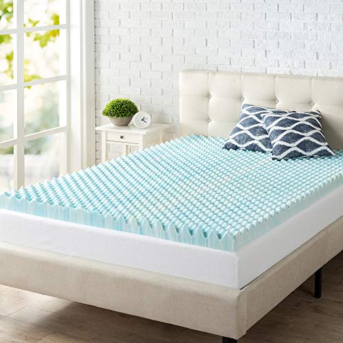 Zinus Swirl Gel Sobrecolchón de Espuma Viscolástica y Refrigeración, Diseño Refrescante y Con Circulación de Aire, Alivio de Presión, 90 x 190 cm, Certificado OEKO-TEX, para Colchón, Cama y Sofá