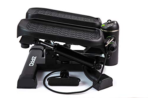 Zipro Roam Stepper - Mini máquina de fitness (incluye ordenador de entrenamiento LCD, muchas funciones, para entrenamiento en casa, swingstepper para piernas y glúteos, resistente al desgaste, Negro