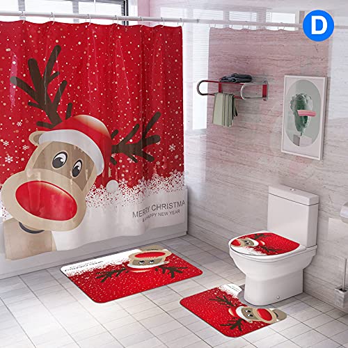 ZJDTC Cortina de ducha para Navidad, juego de cortinas de baño, elementos de Navidad, duraderas, lavables, para decoración del hogar