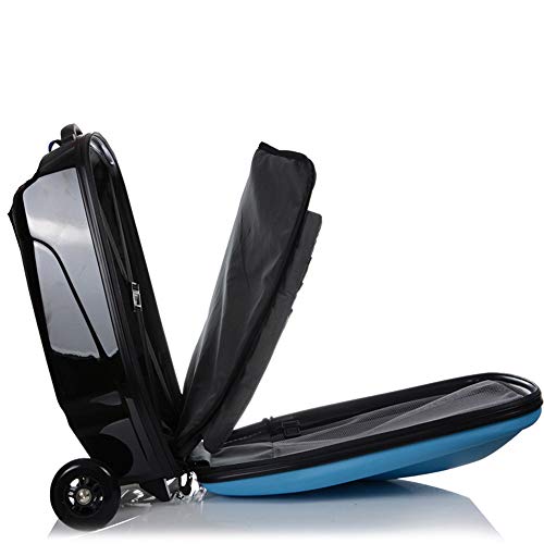 ZJY 21"Scooter de Equipaje Plegable - Altura Ajustable Pasamanos Antideslizante Estuche de PC Resistente a la presión Rueda silenciosa Impermeable de PU - para Viajes al Aire Libre, Azul Claro