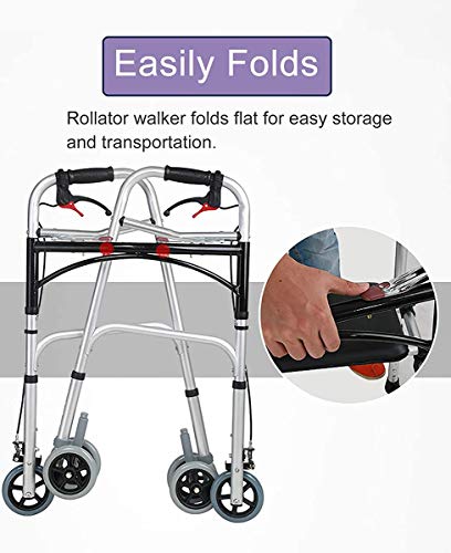 ZLH Rollator Walker De Servicio Pesado con Asiento, Estacionamiento Doble Freno, Ayuda Liviana para Caminar con Rueda Universal Y Respaldo, para Personas Mayores/Adultos/Discapacitados