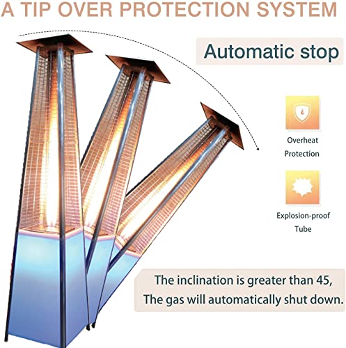 ZLRE Calentador de Patio piramidal, Calentador de propano para Patio al Aire Libre con 16 Luces LED Que cambian de Color, Calentador de Llama Visual 42000BTU