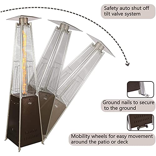 ZLZNX Estufa Exterior 13KW a Gas Acero Inoxidable piramide (piramidal) para terraza, Jardin o Bar