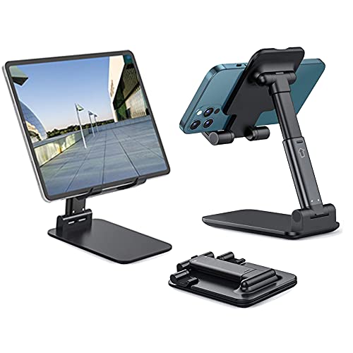 Zoeley Soporte Móvil, Multiángulo Soporte Tablet Mesa con Almohadilla de Silicona Antideslizante Soporte Dock Base Plegable para iPhone, Samsung, Huawei, Google Pixel, Xiaomi Redmi y Otras Smartphones