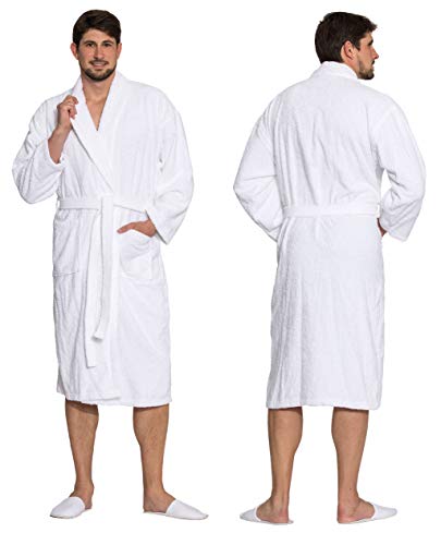 ZOLLNER Albornoz de ducha para hombre y mujer, talla XL, algodón, blanco