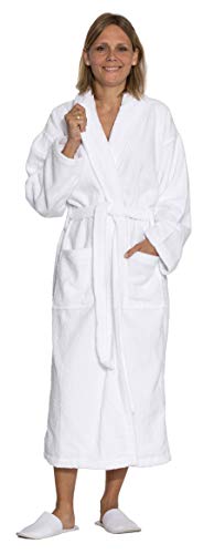 ZOLLNER Albornoz de ducha para hombre y mujer, talla XL, algodón, blanco