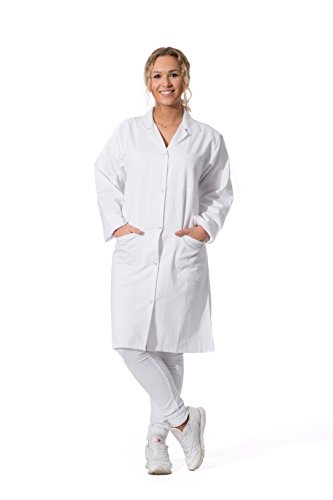 ZOLLNER Bata de Laboratorio Mujer, algodón 100%, Blanca, Talla 38