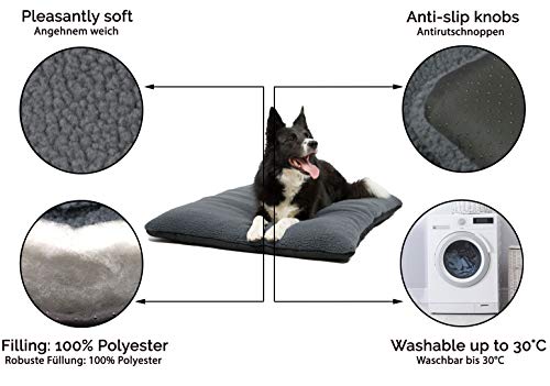 ZOLLNER Cama para Perros, colchoneta para Mascotas, Aprox.67x95 cm Lavable, Gris