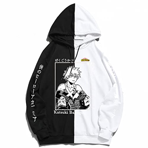 ZOSUO Bakugou Katsuki Sudadera con Capucha Hoodie Suéter De 2D Estampado Dibujos Anime My Hero Academia Ropa Deportiva para Adultos Hombre Mujer,Negro,L