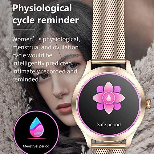 ZQD Reloj Inteligente Mujer Smartwatch IP68 con Presión Arterial Recordatorio Menstrual Pulsómetro Monitor de Sueño Notificaciones Inteligentes, para iOS y Android[Diseñado para Mujeres]