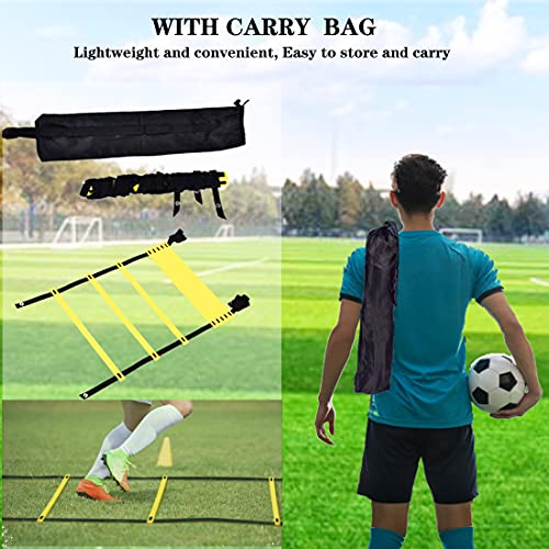 ZTWLEED Kit Entrenamiento Velocidad y Agilidad de Fútbol,Escalera de Agilidad de 12 peldaños,6M,Ejercicios de Velocidad, Fitness,Ideal para Juego de pies para Ejercicios de fútbol