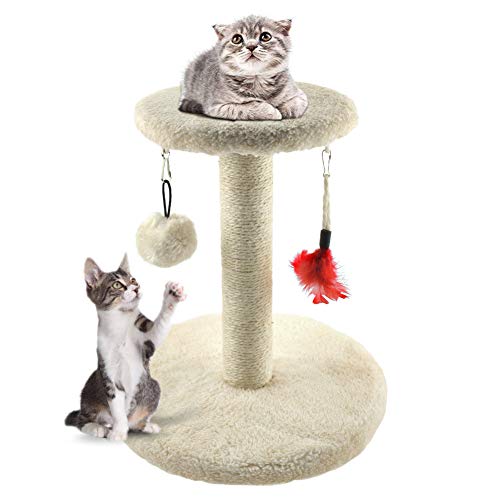 Zubita Rascadores para Gatos, Árbol para Gatos Arañazo Gatos Juguetes de Sisal Natural, Cat Toy Centro de Actividad para Gatitos, Color Beige, 28 * 28 * 29 CM