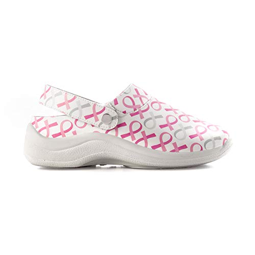 Zueco San Rosa. CODEOR. Calzado Sanitario. Unisex. Muy Cómodo, Ligero y Antideslizante. Estampado Mediante sublimación. El 2% de la Venta de Este Zapato se dedica a la Lucha contra el Cancer.