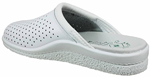 Zueco Sanitario anatómico Piel Unisex (42 EU, Blanco)