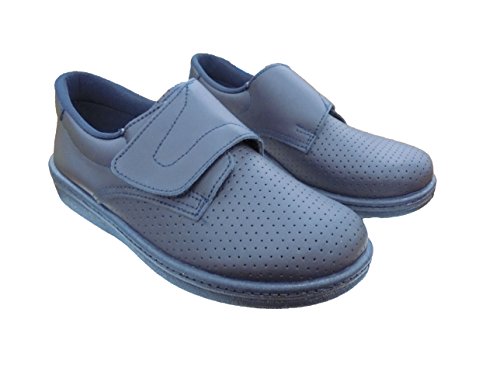 Zuecos Sanitarios Anatomicos en Piel para Hombre, Percla Mod.293 Calzado Made in Spain, Garantia de Calidad. (42, Azul Marino)