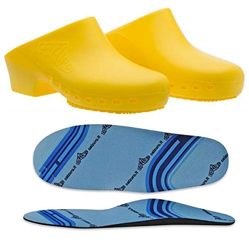 Zuecos sanitarios calzado Classic S sin agujeros con plantilla profesional CE – 34 – 35 – Amarillo