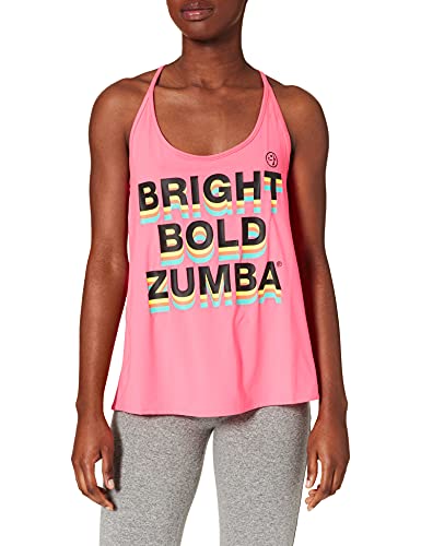 Zumba Activewear Backless Top Deportivo Dance Fitness Camisetas de Entrenamiento Tank Tops, Bright Pink, Medium Womens