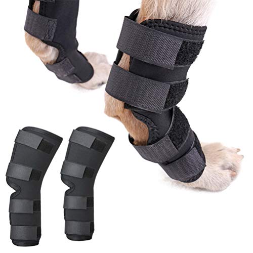 Zunea Perros caninos de pierna trasera Hock Joint Brace 2Pack Protector de pierna y soporte adicional, manga de compresión para lesiones de heridas y esguinces para curación de artritis - (negro, S)