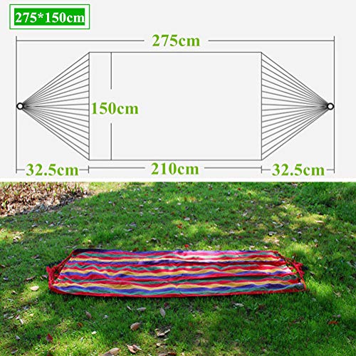 ZusFut Hamaca Colgante| Extra Larga Amplia Hamaca 275x150cm / Transpirable Algodón / 200KG Capacidad de Carga/2 Cuerdas de Nylon/Multicolor| Hamacas Jardín Hamacas Colgantes (275)