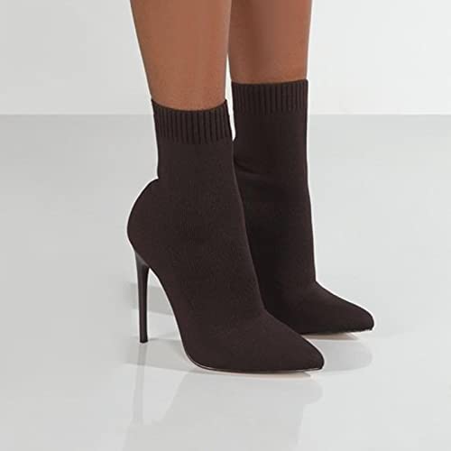 ZXCN Botas de calcetín de Invierno Sexy Tejer Botas de Estiramiento Tacones Altos para Las Mujeres Zapatos de Moda Femenino otoño tacón tacón Tobillo