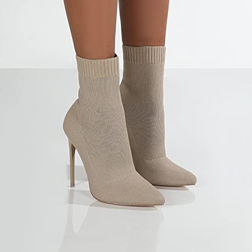 ZXCN Botas de calcetín de Invierno Sexy Tejer Botas de Estiramiento Tacones Altos para Las Mujeres Zapatos de Moda Femenino otoño tacón tacón Tobillo