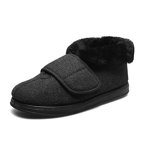 Zzxv Zapatillas Ortopédicas Mujer Invierno, Espuma de Memoria Antideslizante Invierno Cálido Cómodas Suave Punta Cerrada, Zapatos para Pies Hinchados, Artritis y Edema, Juanetes,Negro,38 EU